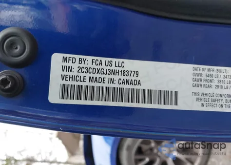 2022 Dodge Charger Scat Pack z USA, uszkodzony, nr VIN 2C3CDXGJ3NH183779